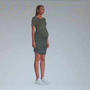 New Maternity Side Ruched‎ Bodycon Dress Large Black & White New Wi…